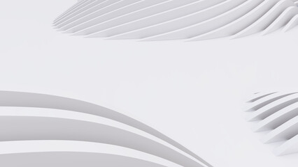 Abstract Curved Shapes. White Circular Background.