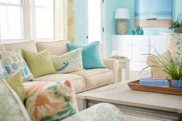 Fototapeta premium Coastal Living Room: Seasonal Transition