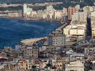 Panoramic view of the beautiful and colorful capital of Cuba, Havana, one of the most popular tourist destinations in the world.