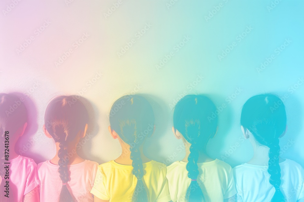 Poster vibrant illustration of people with various shades of blue symbolizing individuality diversity and u