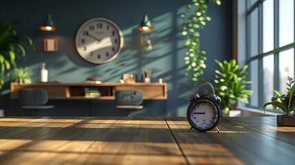 Focus A productivity app with a timeblocking feature promoting focused work sessions Blurred background A busy office transformed into a quiet and productive workspace