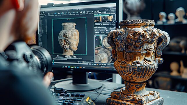 Focus A photogrammetry software transforming a realworld object into a highfidelity 3D model Blurred background A historical artifact being scanned and preserved digitally