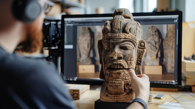Focus A photogrammetry software transforming a realworld object into a highfidelity 3D model Blurred background A historical artifact being scanned and preserved digitally