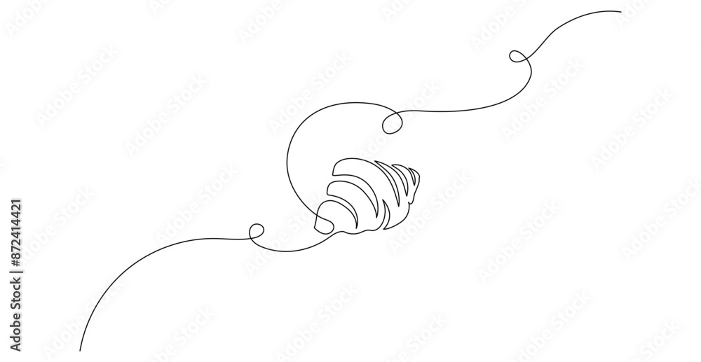 Poster one continuous line drawing of french croissant. bakery and morning breakfast concept in simple line