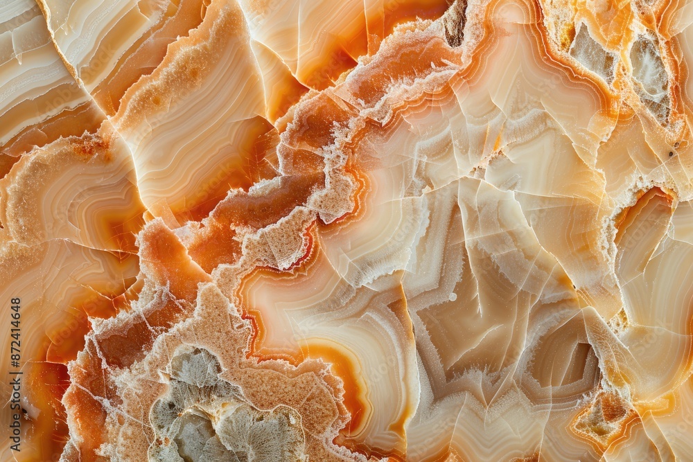 Poster a large piece of orange and brown stone with a pattern of ridges and grooves. the stone appears to b