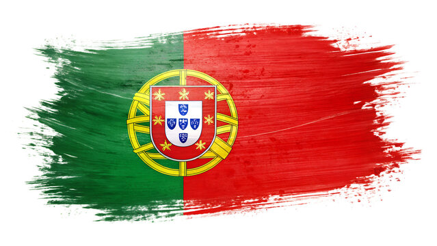 Portugal flag in abstract brush stroke style