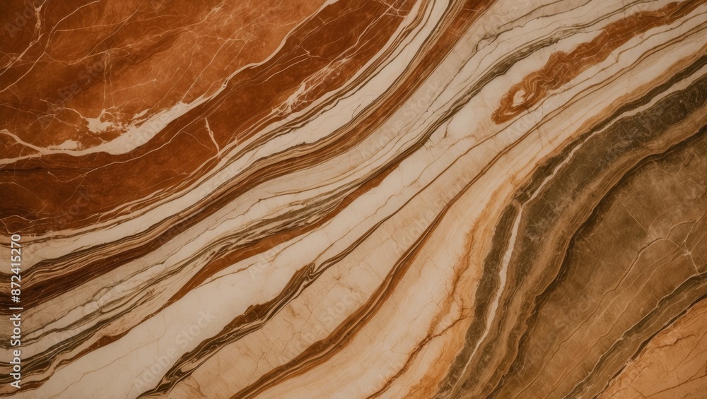 Poster Swirling patterns of warm brown and white marble