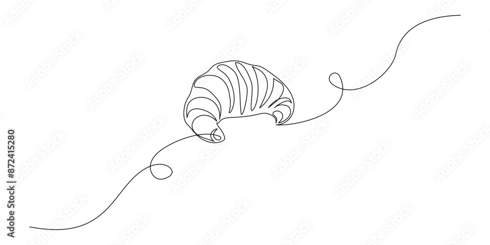 Poster one continuous line drawing of french croissant. bakery and morning breakfast concept in simple line