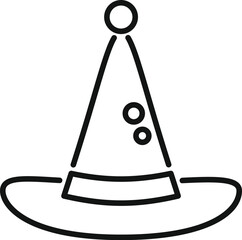 Simple line art illustration of a witch hat, perfect for halloween projects