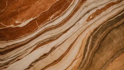 Swirling patterns of warm brown and white marble