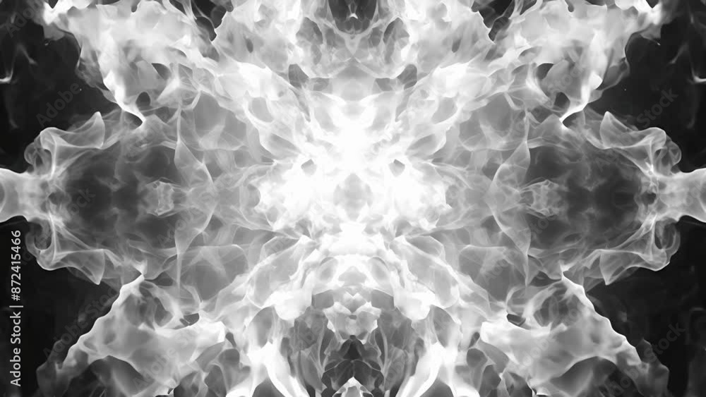 Poster shadows of smoke form a mesmerizing kaleidoscope with each shape and line intersecting to create a b