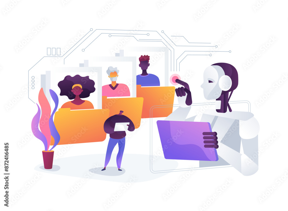 Poster ai-driven diversity and inclusion initiatives abstract concept vector illustration.