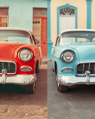 Beforeandafter image of a restored classic car, fixes, vintage repair