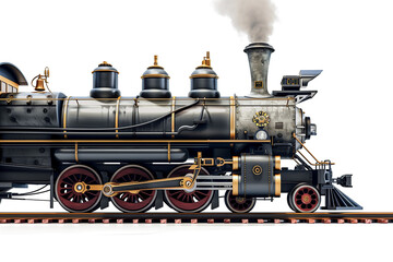 Naklejka premium Steam locomotive with billowing smoke isolated on transparent background