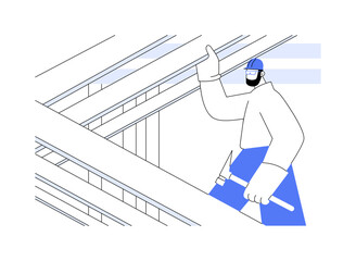 Installation of roof trusses abstract concept vector illustration.