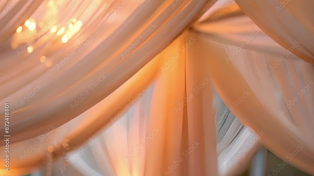 Poster a delicate tapestry of fabric ds from the center of the pavilion adding an elegant touch.