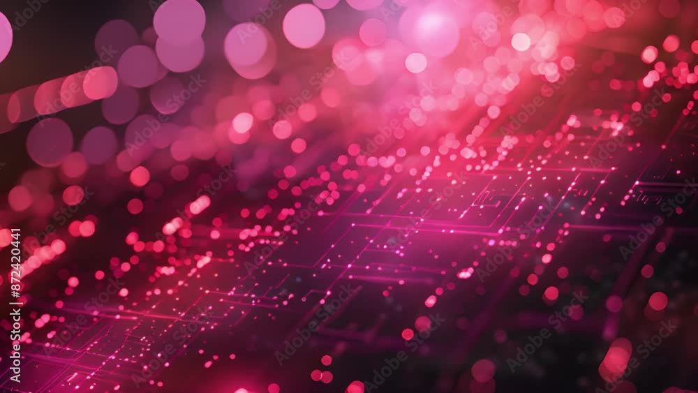 Poster A close-up image of a stylized circuit board with glowing red lines and dots. The background is blurred and has a soft red glow.