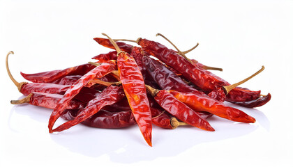 Dry hot chili peppers isolated on white background