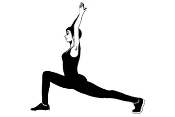 silhouette drawing in yoga movements pilates gymnastic body exercise vector image isolated on white transparent background