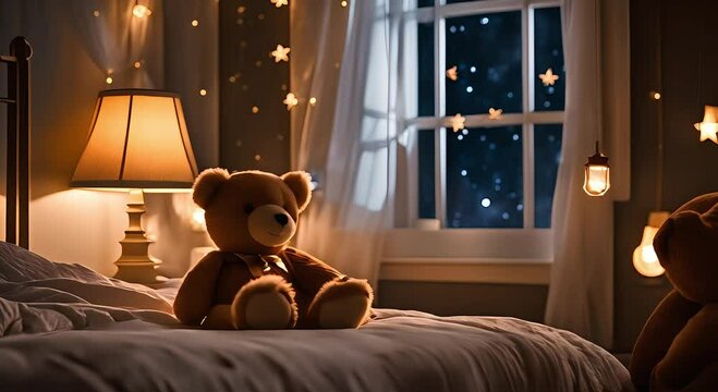 Interior Children's room. Boy s bedroom interior with a white wall, a house like bed, a cabinet and toys. 3d rendering children room interior