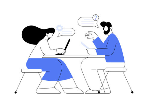 Interviewing a candidate abstract concept vector illustration.