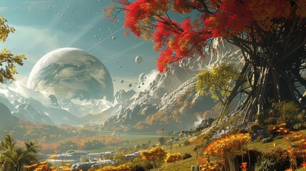 Fototapeta premium Cosmic Kingdoms Alien Civilizations in Faraway Worlds
