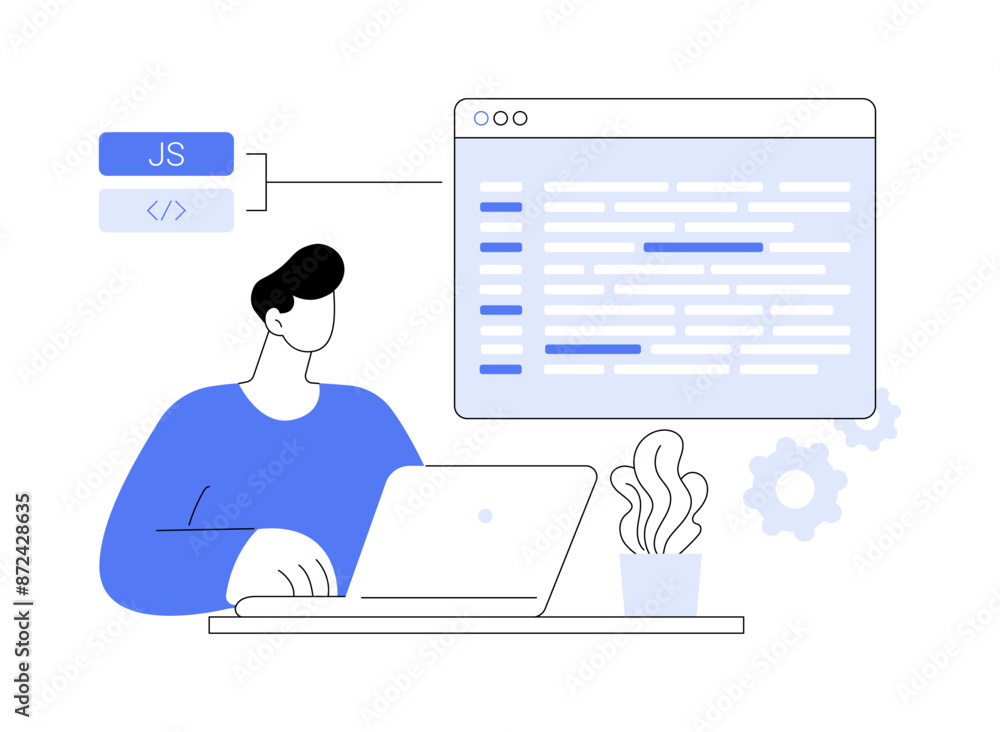 Poster javascript abstract concept vector illustration.