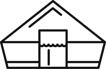 Line icon of a tent, representing camping and outdoor recreation