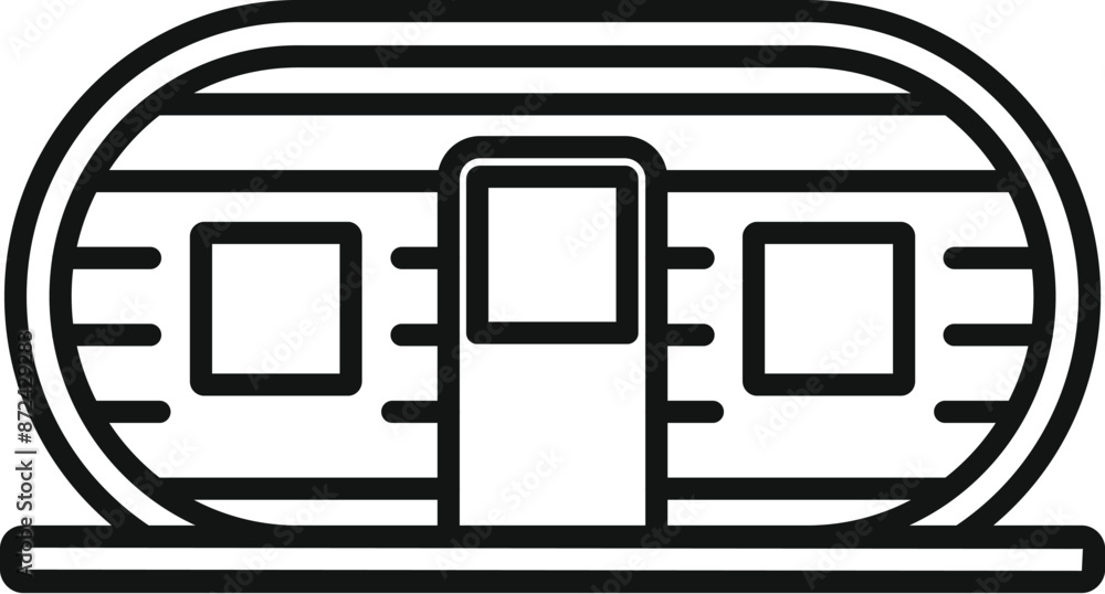 Poster simple line icon of a futuristic monorail train moving on rails