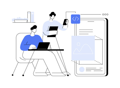Mobile apps development abstract concept vector illustration.
