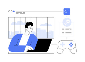 Online game development abstract concept vector illustration.