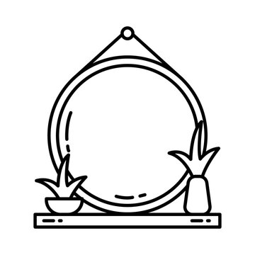 Decorative mirror interior design line icon