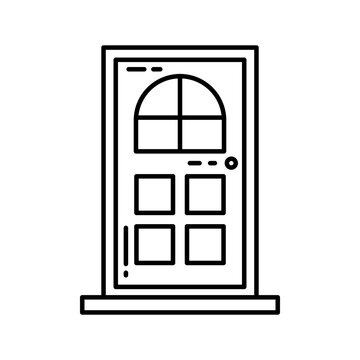 Home door interior design line icon