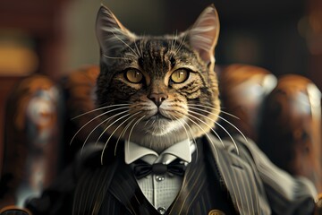 cat in a formal suit by generative ai