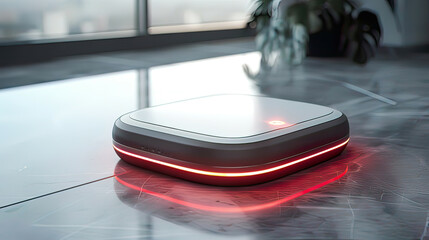 Obraz premium Photorealistic image of a smart medical alert system sleek and modern design subtle backlighting 