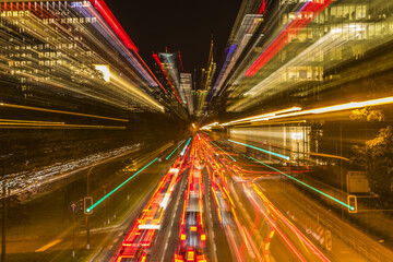 Main traffic artery Theodor-Heuss-Allee in the evening rush hour, Frankfurt am Main, Hesse, Germany, Europe