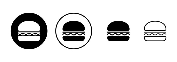 Hamburger icon vector isolated on white background. Burger and hamburger icon. Fast food vector icon