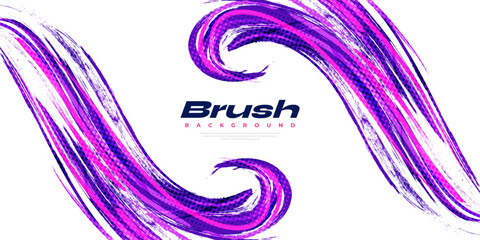 Vibrant and Colorful Brush Background with Halftone Effect. Brush Stroke Illustration for Banner, Poster, or Sports Background. Scratch and Texture Elements For Design