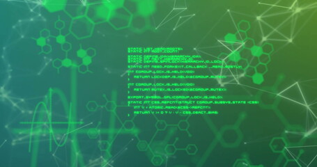 Obraz premium Image of molecules and scientific data processing