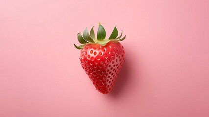 Fresh strawberry on a light red background. Healthy lifestyle concept.
