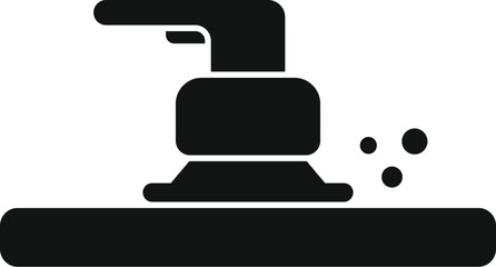 Water tap pouring water droplets in simple style, icon, logo