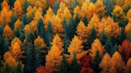 Autumnal Forest Canopy from Above
