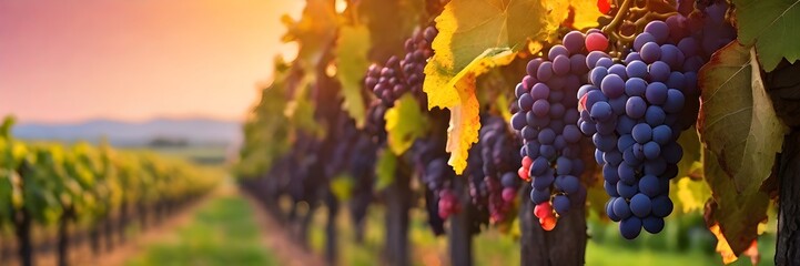 Detalle de Racimos de Uvas en Vi&ntilde;edo Bajo el Sol