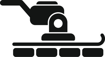 Black glyph icon for a snow grooming machine preparing a cross country ski trail