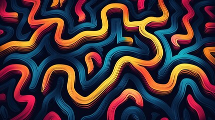 Obraz premium Intricate maze pattern with intertwining paths, creating a complex and captivating background texture. Ideal for posters, flyers, and digital designs. , Minimalism,