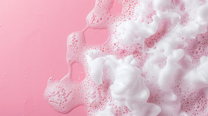 shampoo foam on a pink background