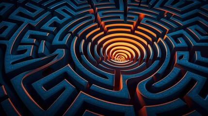 Circular maze pattern with varying line thickness and overlapping paths, perfect for creating intricate and engaging backgrounds. , Minimalism,