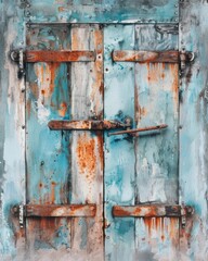 Naklejka premium Weathered Rustic Metal Textures with Watercolor Style Charm