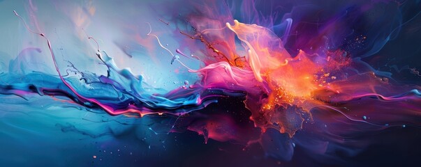 Captivating Fluid Explosion of Vibrant Colors and Holographic Textures