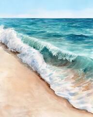 Captivating Coastal Seascape with Serene Ocean Waves and Soft Sand Textures